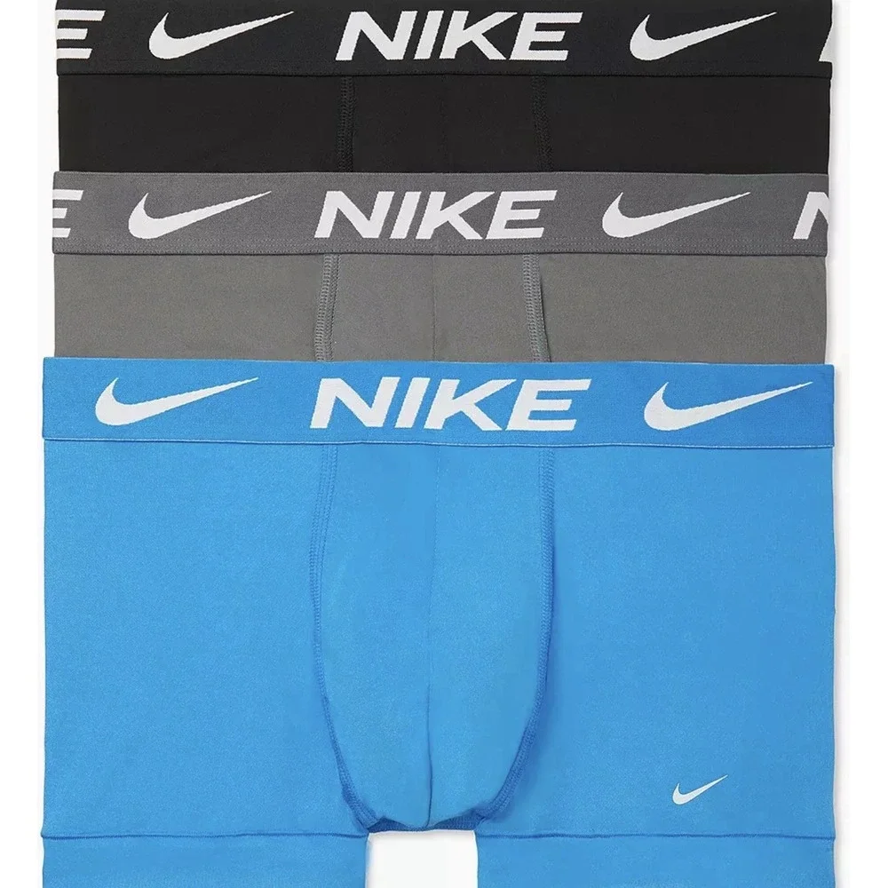 Nike Essential Micro Boxer Briefs 3 Pack Men's L 36-38 Dri-FIT Blue Gray New